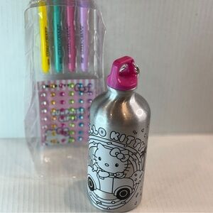 🆕 Hello Kitty Water Bottle Coloring Set 🌸🌸 Markers & Stickers NWOB